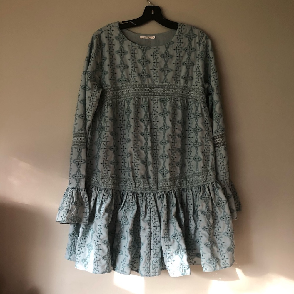Revolve Tularosa NWT M Blue Lace Long Sleeve Dress
